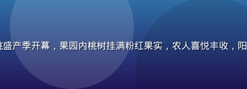 2026年阳山水蜜桃盛产季开幕，果园内桃树挂满粉红果实，农人喜悦丰收，阳光明媚的夏日果园场景